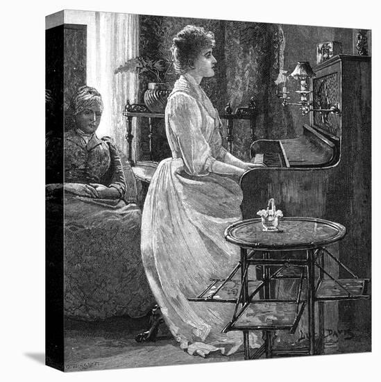 Music at Home - a Lady Plays the Piano-null-Stretched Canvas