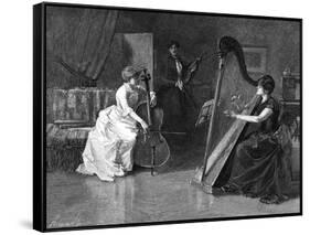 Music at Home - a Trio of Musicians-Herbert Denman-Framed Stretched Canvas