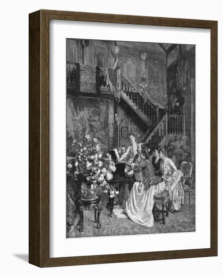 Music at Home - Domestic Scene, 1880s-Charles Baude-Framed Art Print