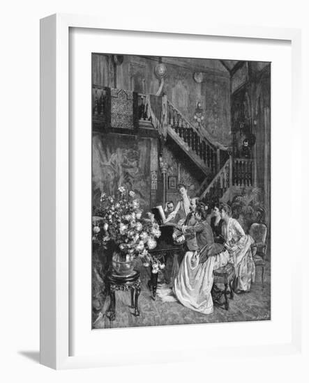 Music at Home - Domestic Scene, 1880s-Charles Baude-Framed Art Print