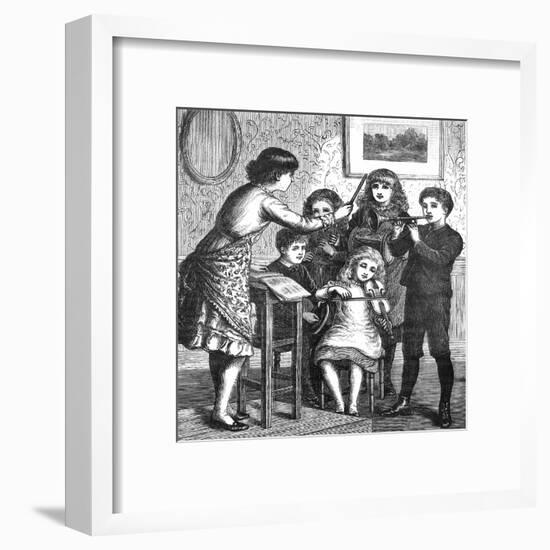 Music at Home - Ensemble of Children Conducted, C.1870-null-Framed Art Print