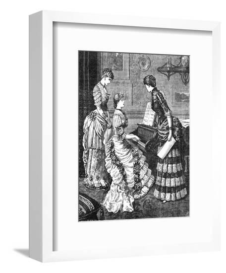Music at Home - Fashionable Trio at the Piano, 1883--Framed Art Print