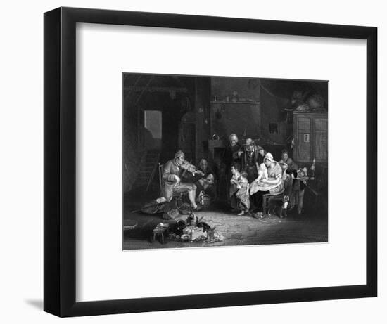 Music at Home - the Blind Fiddler-W. French-Framed Art Print