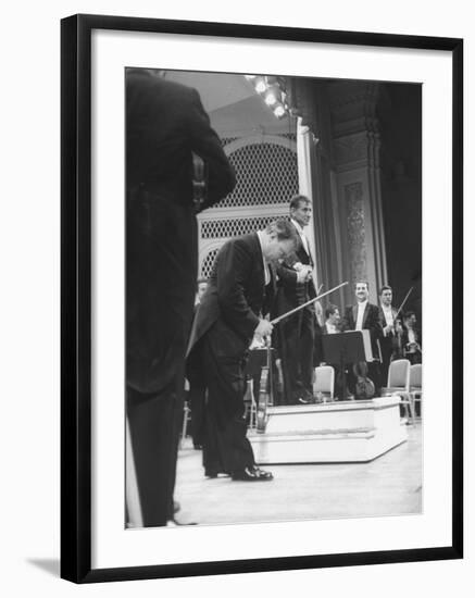 Music Conductor Leonard Bernstein-Yale Joel-Framed Premium Photographic Print