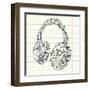 Music Doodles In The Shape Of A Earphones-Alisa Foytik-Framed Art Print