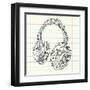 Music Doodles In The Shape Of A Earphones-Alisa Foytik-Framed Art Print