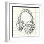 Music Doodles In The Shape Of A Earphones-Alisa Foytik-Framed Art Print