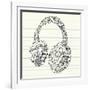 Music Doodles In The Shape Of A Earphones-Alisa Foytik-Framed Art Print