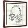 Music Doodles In The Shape Of A Earphones-Alisa Foytik-Framed Art Print