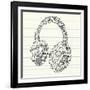 Music Doodles In The Shape Of A Earphones-Alisa Foytik-Framed Art Print