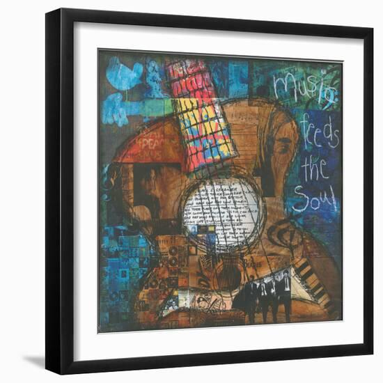 Music Feeds the Soul - Guitar-Jennifer McCully-Framed Giclee Print