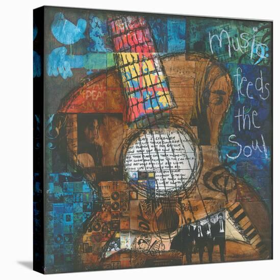 Music Feeds the Soul - Guitar-Jennifer McCully-Stretched Canvas