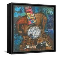 Music Feeds the Soul - Guitar-Jennifer McCully-Framed Stretched Canvas