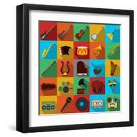 Music Flat Icons Set-Yulia Ryabokon-Framed Art Print