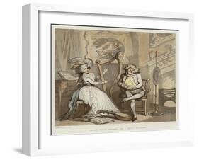 Music Hath Charms, or a Dull Husband-Thomas Rowlandson-Framed Giclee Print