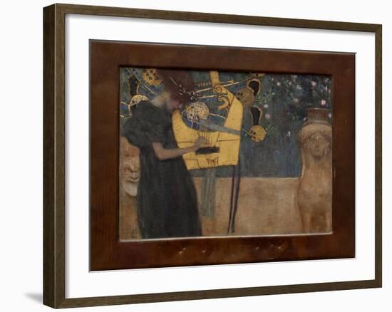 Music I, 1895 (Oil on Canvas)-Gustav Klimt-Framed Giclee Print