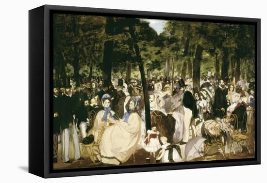 Music in the Tuileries Gardens-Edouard Manet-Framed Stretched Canvas