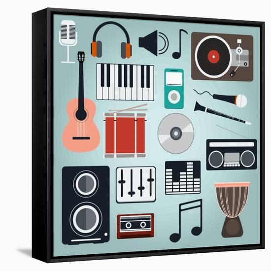 Music Instruments and Gadgets Big Icon Set-Frimufilms-Framed Stretched Canvas