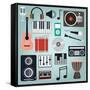 Music Instruments and Gadgets Big Icon Set-Frimufilms-Framed Stretched Canvas