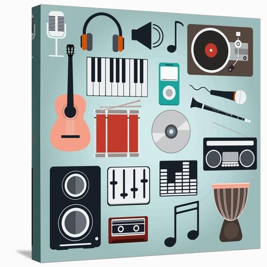 Music Instruments and Gadgets Big Icon Set-Frimufilms-Stretched Canvas