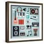 Music Instruments and Gadgets Big Icon Set-Frimufilms-Framed Art Print