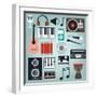 Music Instruments and Gadgets Big Icon Set-Frimufilms-Framed Art Print