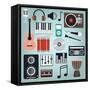 Music Instruments and Gadgets Big Icon Set-Frimufilms-Framed Stretched Canvas