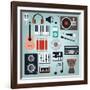 Music Instruments and Gadgets Big Icon Set-Frimufilms-Framed Art Print