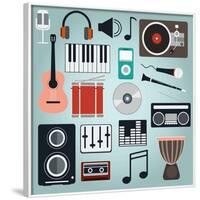 Music Instruments and Gadgets Big Icon Set-Frimufilms-Framed Art Print