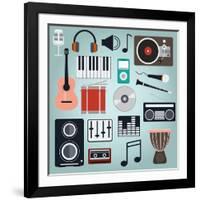 Music Instruments and Gadgets Big Icon Set-Frimufilms-Framed Art Print
