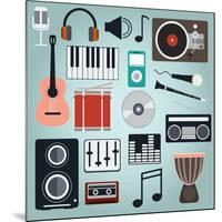 Music Instruments and Gadgets Big Icon Set-Frimufilms-Mounted Art Print