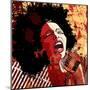 Music Jazz - Afro American Jazz Singer on Grunge Background - Vector Illustration-isaxar-Mounted Art Print