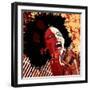 Music Jazz - Afro American Jazz Singer on Grunge Background - Vector Illustration-isaxar-Framed Art Print