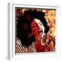 Music Jazz - Afro American Jazz Singer on Grunge Background - Vector Illustration-isaxar-Framed Art Print