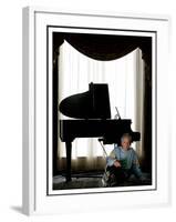 Music Legend Burt Bacharach Sitting at a Piano at the Berkeley Hotel, London-null-Framed Photographic Print