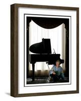 Music Legend Burt Bacharach Sitting at a Piano at the Berkeley Hotel, London-null-Framed Photographic Print