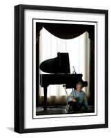 Music Legend Burt Bacharach Sitting at a Piano at the Berkeley Hotel, London-null-Framed Photographic Print