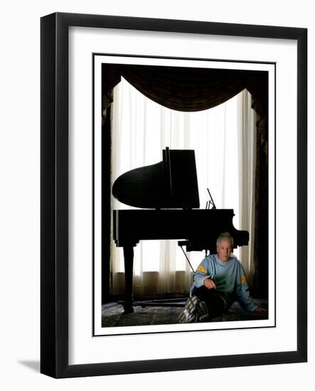 Music Legend Burt Bacharach Sitting at a Piano at the Berkeley Hotel, London-null-Framed Photographic Print