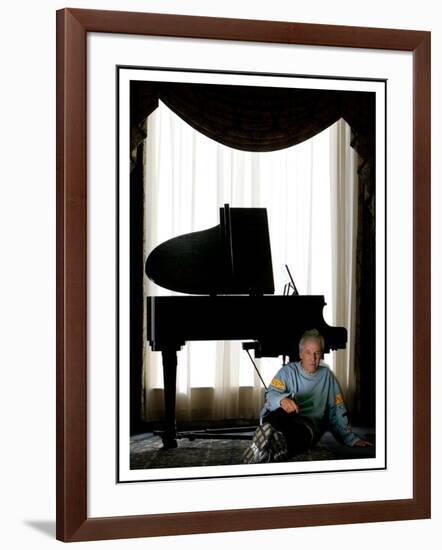 Music Legend Burt Bacharach Sitting at a Piano at the Berkeley Hotel, London-null-Framed Photographic Print