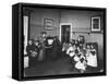 Music Lesson at a German School. One Teacher Plays the Piano-null-Framed Stretched Canvas