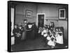 Music Lesson at a German School. One Teacher Plays the Piano-null-Framed Stretched Canvas