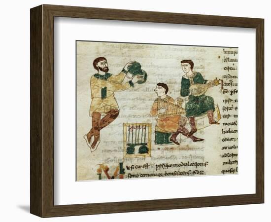 Music, Miniature from De Universo by Rabano Mauro, Manuscript, Italy 11th Century-null-Framed Giclee Print