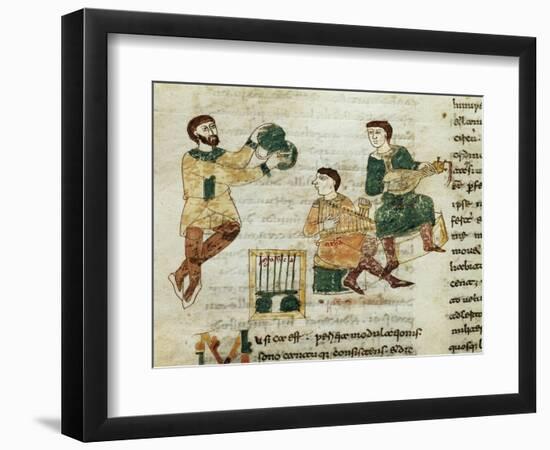 Music, Miniature from De Universo by Rabano Mauro, Manuscript, Italy 11th Century-null-Framed Giclee Print