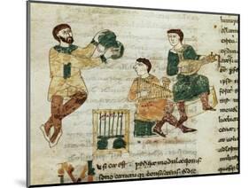 Music, Miniature from De Universo by Rabano Mauro, Manuscript, Italy 11th Century-null-Mounted Giclee Print