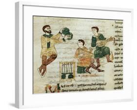 Music, Miniature from De Universo by Rabano Mauro, Manuscript, Italy 11th Century-null-Framed Giclee Print