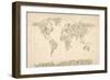 Music Notes Map of the World Map-Michael Tompsett-Framed Art Print