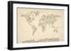 Music Notes Map of the World Map-Michael Tompsett-Framed Art Print