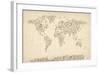 Music Notes Map of the World Map-Michael Tompsett-Framed Art Print