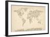 Music Notes Map of the World Map-Michael Tompsett-Framed Art Print