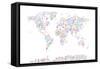 Music Notes Map of the World-Michael Tompsett-Framed Stretched Canvas